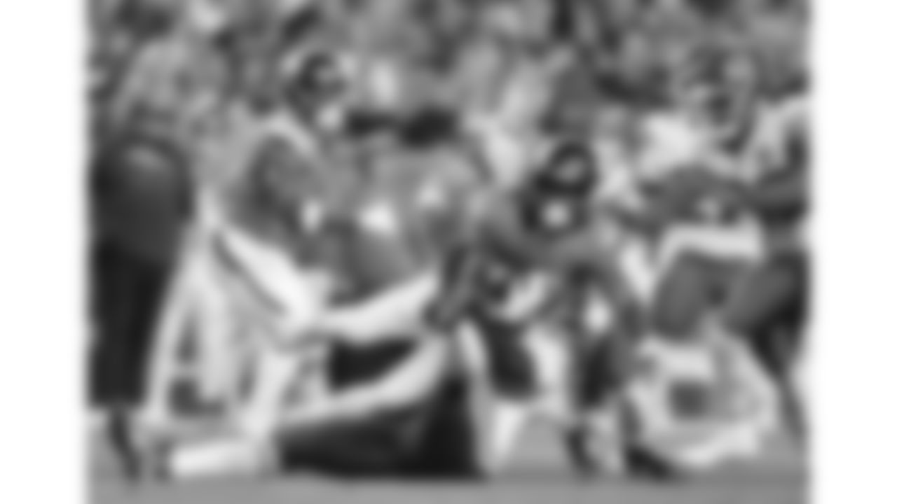 Kansas City Chiefs defensive tackle Derrick Nnadi (92) makes a tackle during a week 11 NFL Football game against the Denver Broncos on Sunday, November 16, 2025 in Denver, Colorado.