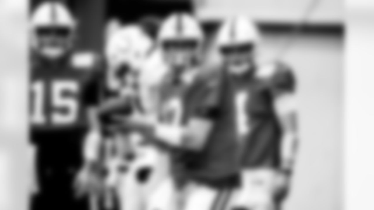 QB Riley Leonard #15, QB Philip Rivers #17 and QB Brett Rypien #4