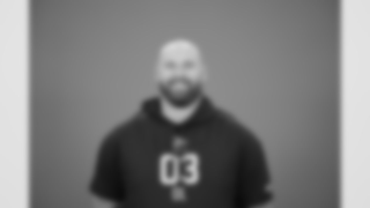 Northwestern offensive lineman Evan Beerntsen (03) poses for a portrait at the NFL football scouting combine in Indianapolis, Thursday, Feb. 26, 2026 (AJ Mast/AP Content Services for the NFL)