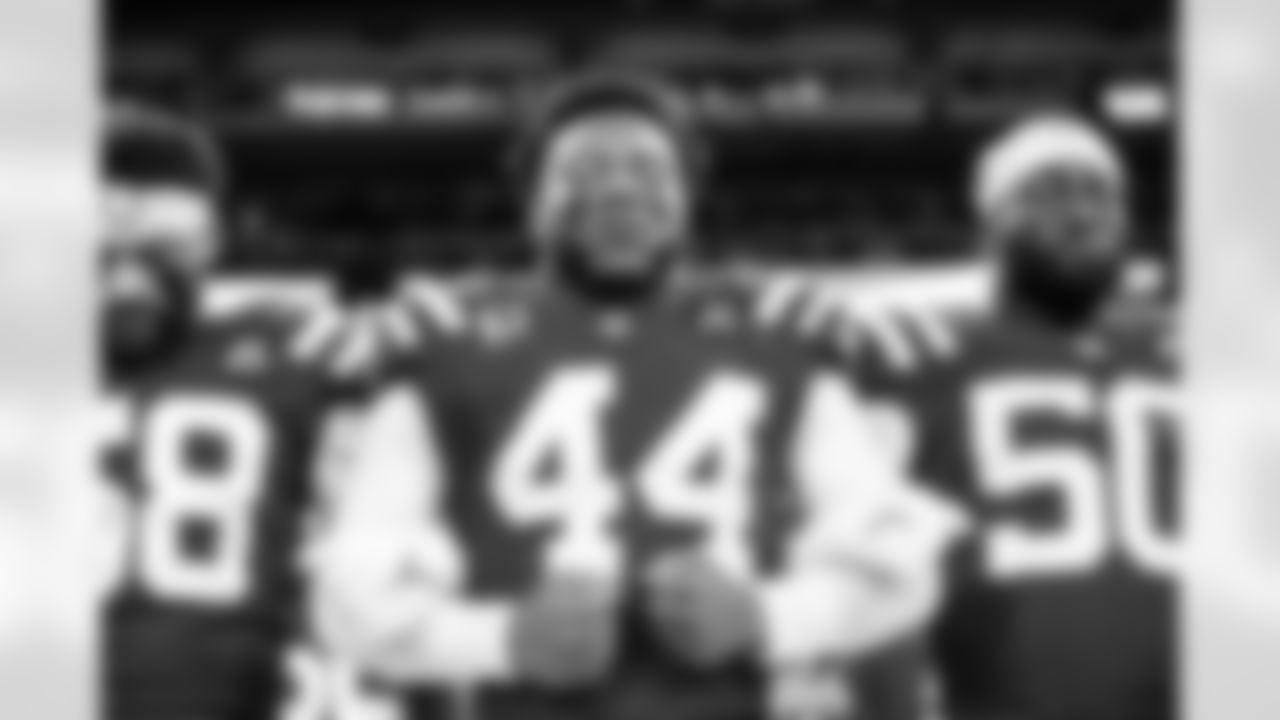 LB Austin Ajiake #58, LB Zaire Franklin #44 and LB Segun Olubi #50