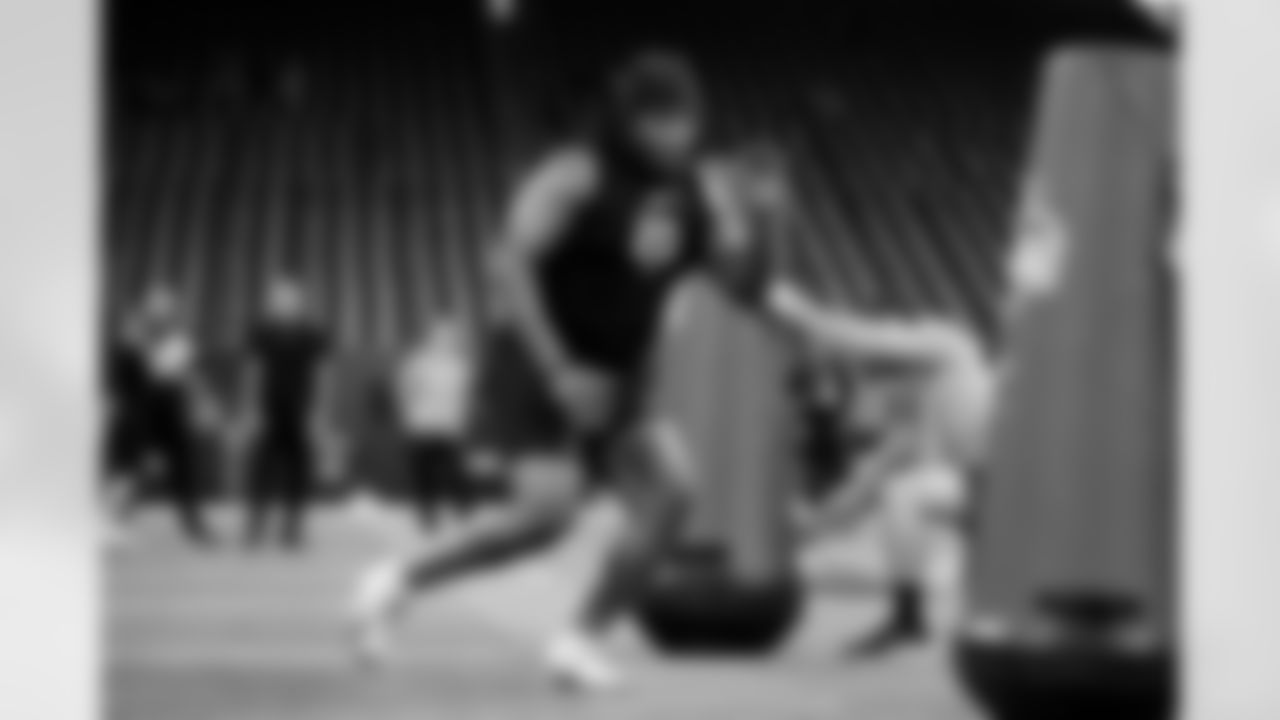 Missouri defensive lineman Chris McClellan (20) participates in a drill during the 2026 NFL Scouting Combine on Thursday, February 26, 2026 in Indianapolis, Indiana. (Lauren Leigh Bacho/NFL)