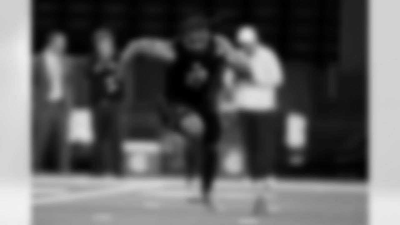 Texas A&M linebacker Taurean York (29) during the 2026 NFL Scouting Combine on Thursday, February 26, 2026 in Indianapolis, Indiana. (Cooper Neill/NFL)