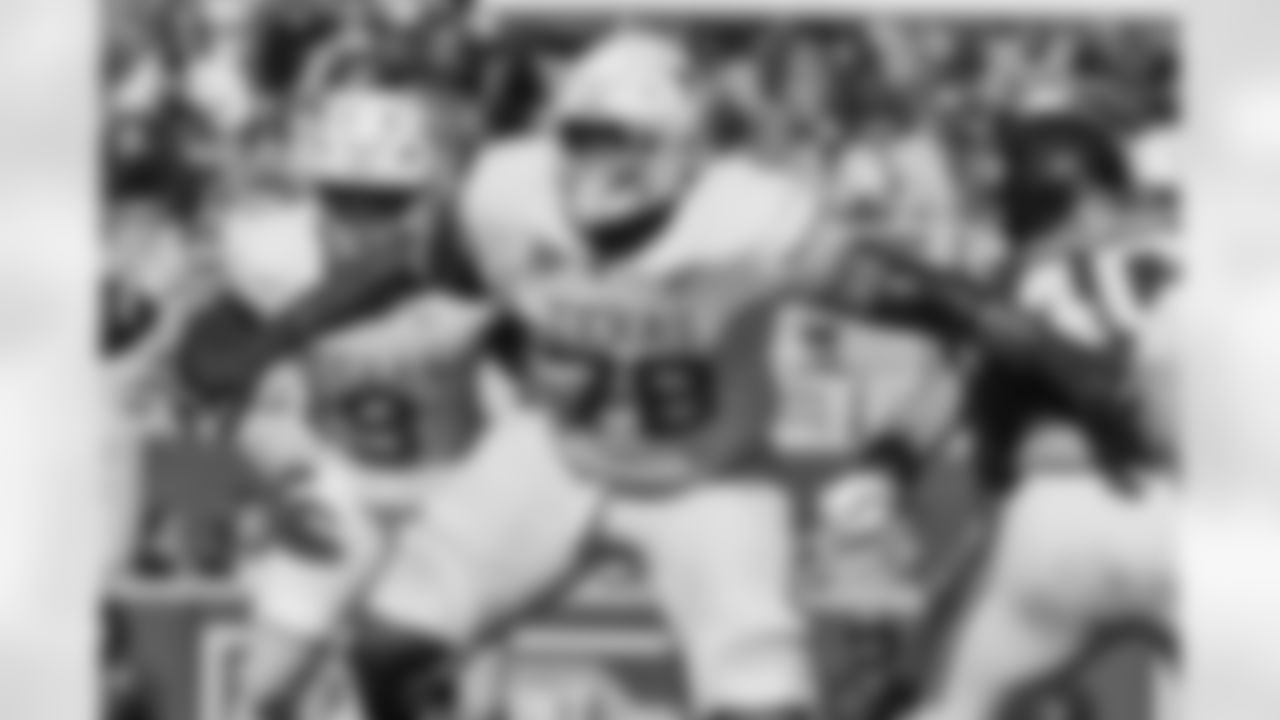 FILE - Texas offensive lineman Kelvin Banks Jr. (78) sets up to block against Arkansas during the first half of an NCAA college football game Saturday, Nov. 16, 2024, in Fayetteville, Ark. (AP Photo/Michael Woods, File)