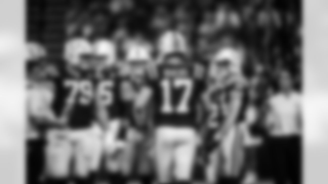 T Bernhard Raimann #79, QB Phillip Rivers #17 and WR Alec Pierce #14