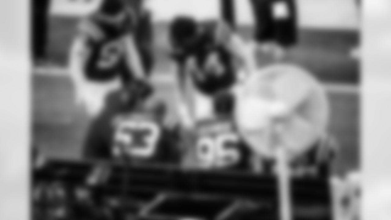 LB Austin Ajiake #58, LB Germaine Pratt #53, LB Zaire Franklin #44 and DT Adetomiwa Adebawore #95