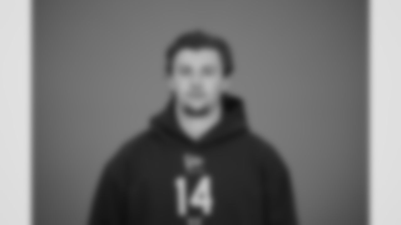 Michigan tight end Marlin Klein (14) poses for a portrait at the NFL football scouting combine in Indianapolis, Wednesday, Feb. 25, 2026 (AJ Mast/AP Content Services for the NFL)