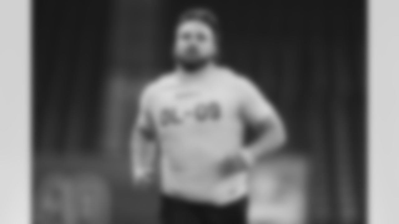 Wisconsin offensive lineman Tanor Bortolini runs the 40-yard dash during the 2024 NFL Scouting Combine on Sunday, March 3, 2024 in Indianapolis, Indiana. (Kara Durrette/NFL)