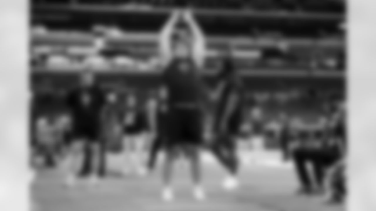 Kansas State offensive lineman Sam Hecht (27) participates in the broad jump during the 2026 NFL Scouting Combine on Sunday, March 1, 2026 in Indianapolis, Indiana. (Lauren Leigh Bacho/NFL)