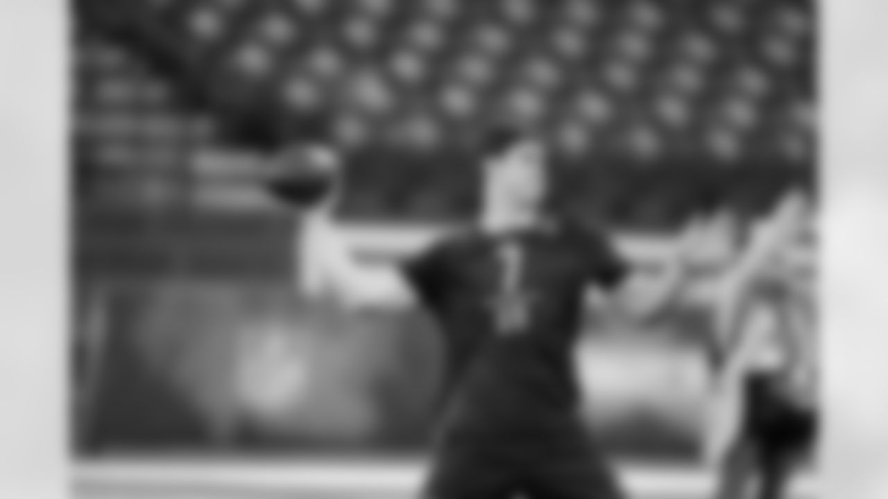 Duke quarterback Daniel Jones runs a drill during the NFL football scouting combine, Saturday, March 2, 2019, in Indianapolis. (AP Photo/Darron Cummings)