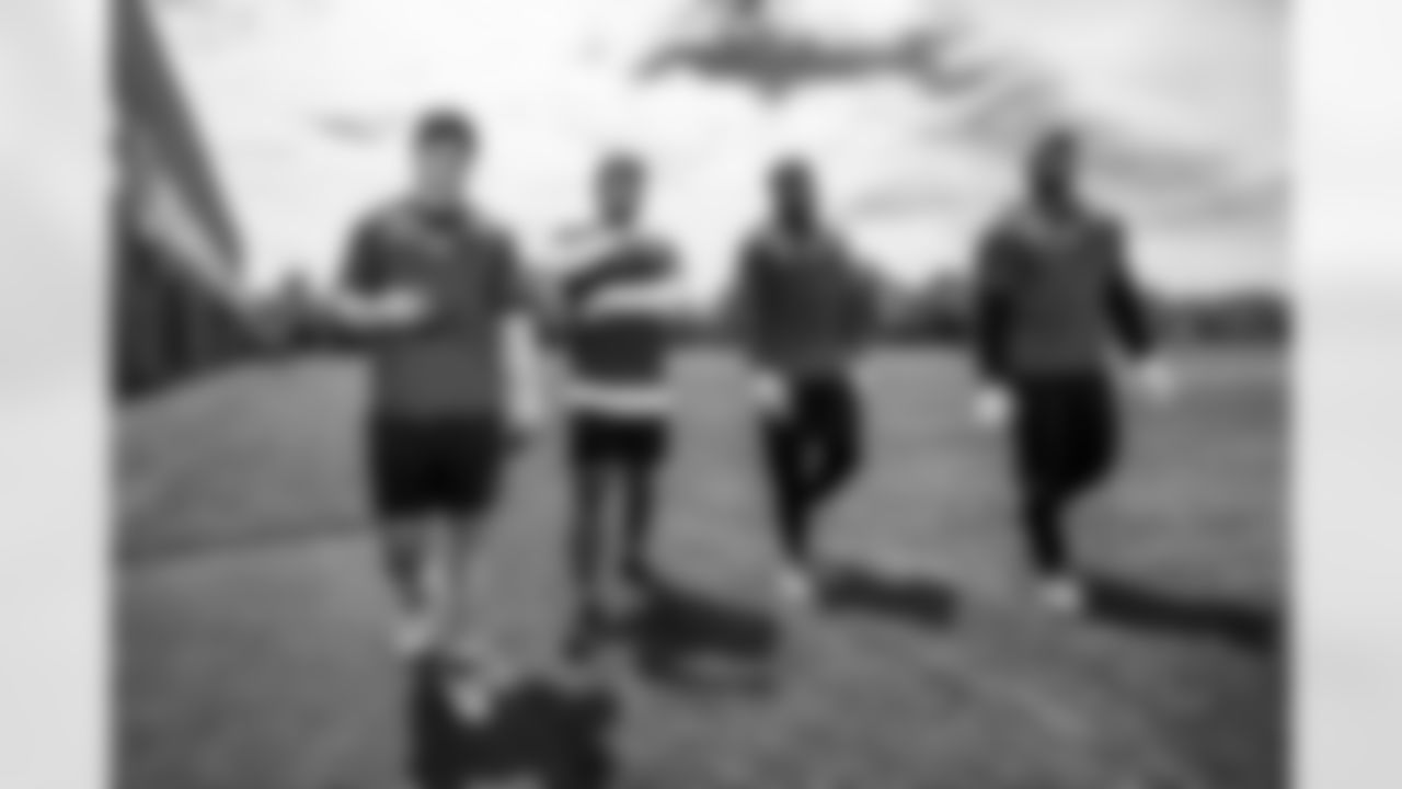 LB Liam Anderson #47, LB Cameron McGrone #59, LB Segun Olubi #50 and DT Adetomiwa Adebawore #95