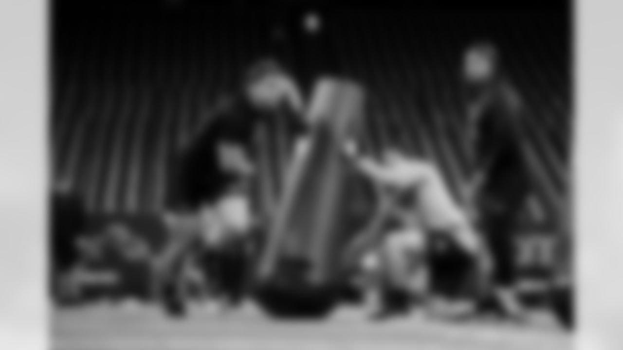 Michigan linebacker Jimmy Rolder (22) participates in a drill during the 2026 NFL Scouting Combine on Thursday, February 26, 2026 in Indianapolis, Indiana. (Cooper Neill/NFL)