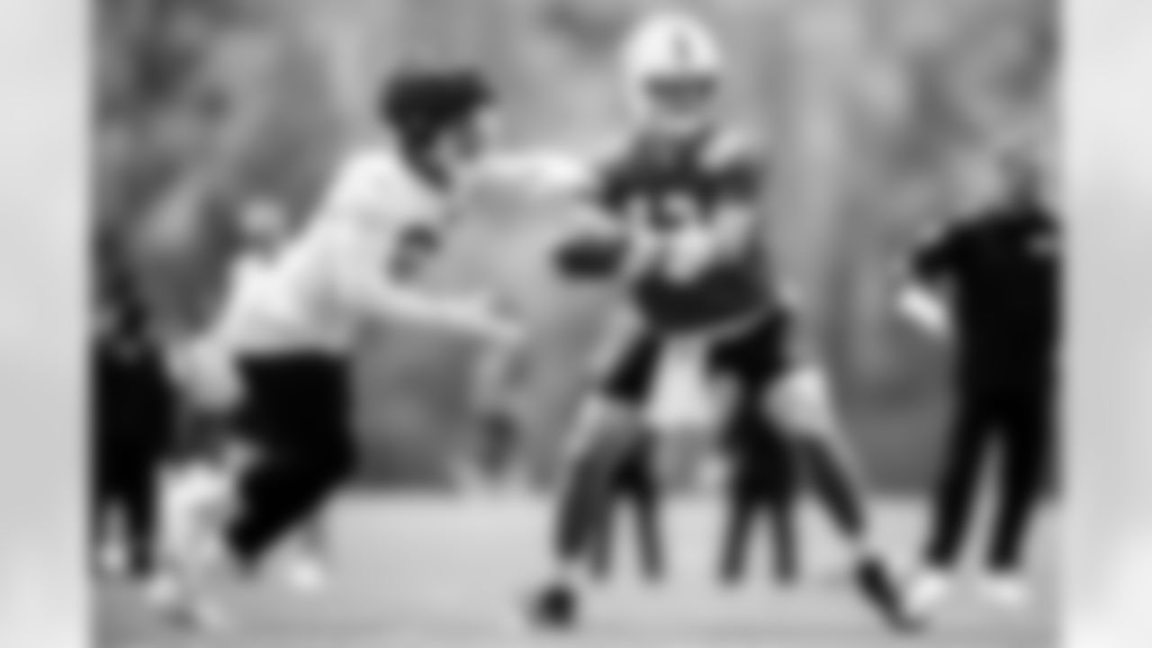 RB Jonathan Taylor #28 and QB Daniel Jones #17