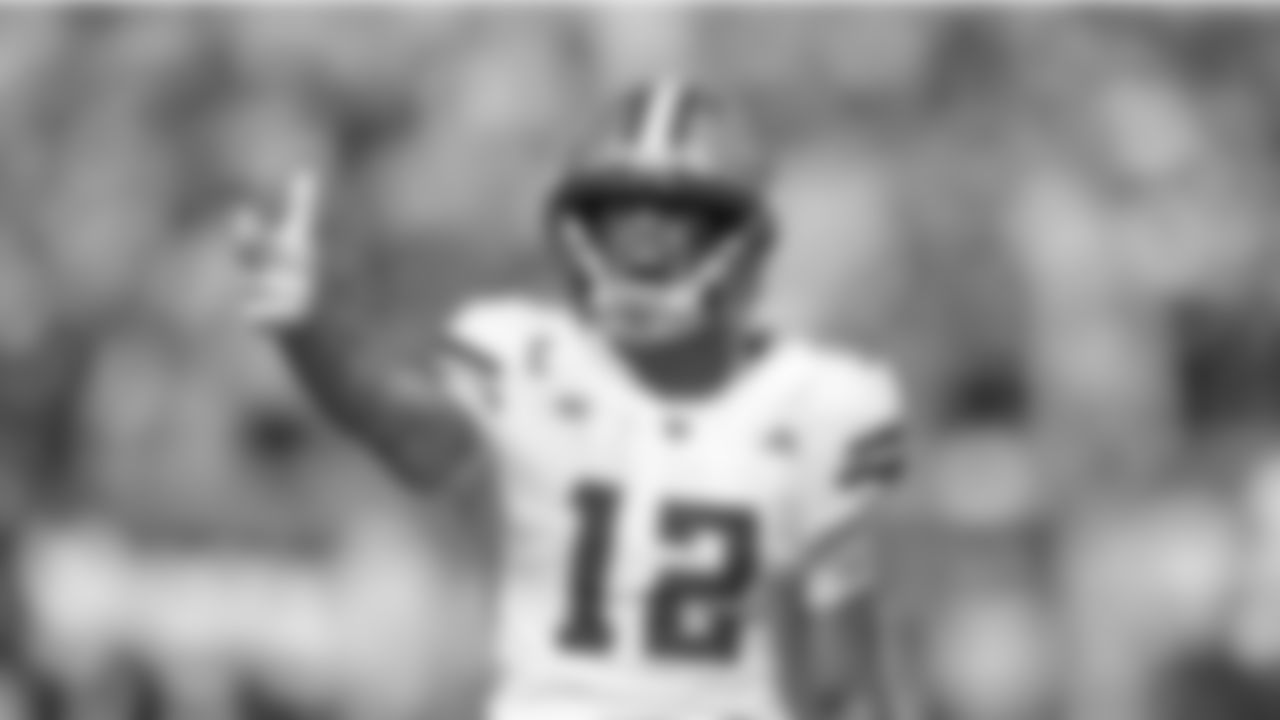 Washington wide receiver Denzel Boston reacts during an NCAA football game on Saturday, Oct. 18, 2025, in Ann Arbor, Mich. (AP Photo/Al Goldis)