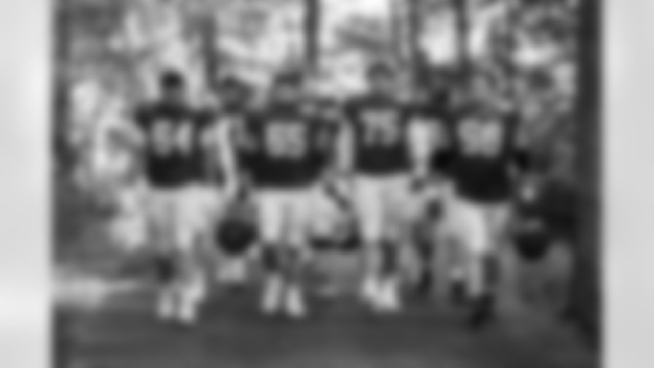 T Marshall Foerner #64, C Mose Vavao #67, T Jalen Travis #75 and G Quenton Nelson #56
