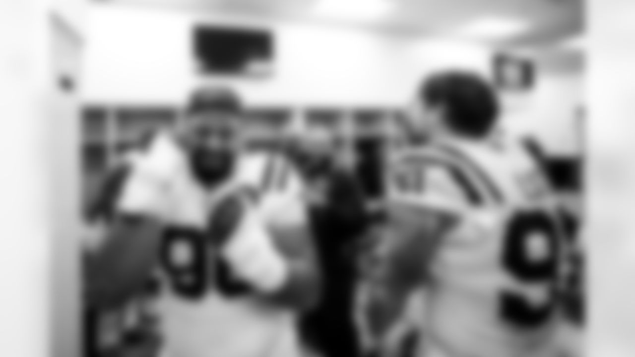 DT Grover Stewart #90, Cato June Assistant Linebackers, Kalon Humphries Tony Dungy Diversity Coaching Fellow and DE Laiatu Latu #97