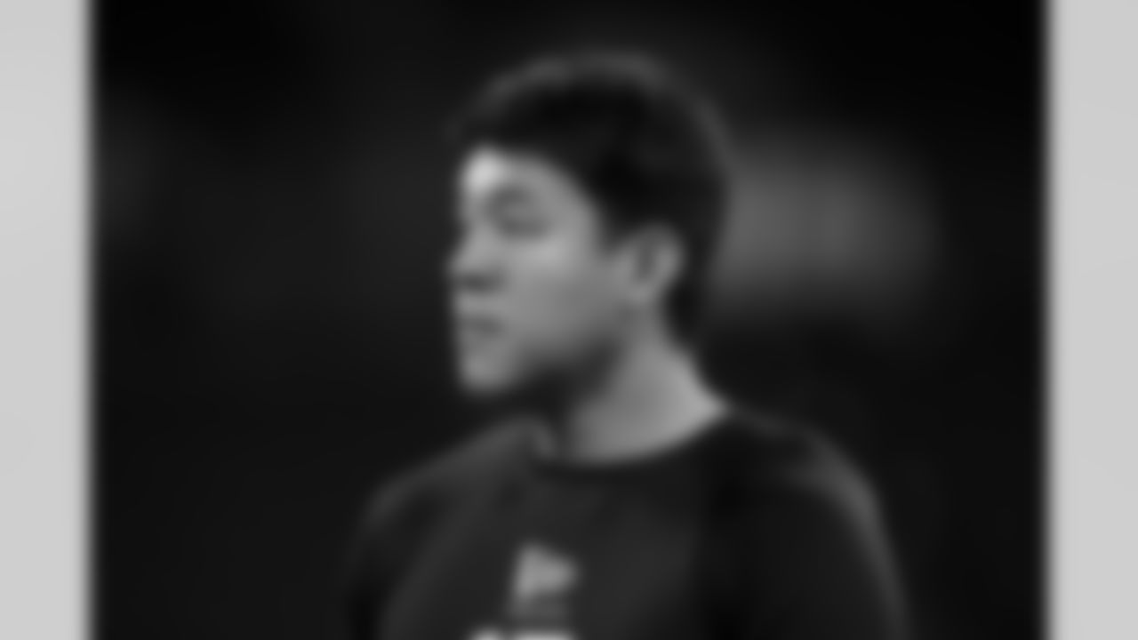 Hawaii kicker Kansei Matsuzawa (17) participates in a drill during the 2026 NFL Scouting Combine on Wednesday, February 25, 2026 in Indianapolis, Indiana. (Cooper Neill/NFL)