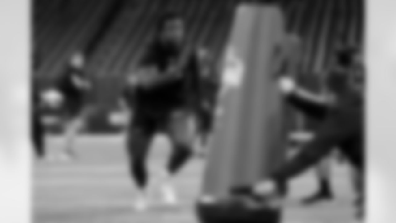 Missouri defensive lineman Zion Young (63) participates in a drill during the 2026 NFL Scouting Combine on Thursday, February 26, 2026 in Indianapolis, Indiana. (Lauren Leigh Bacho/NFL)