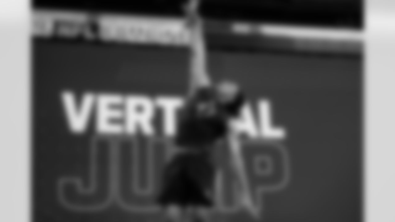Arizona defensive back Genesis Smith (47) participates in the vertical jump during the 2026 NFL Scouting Combine on Friday, February 27, 2026 in Indianapolis, Indiana. (Lauren Leigh Bacho/NFL)