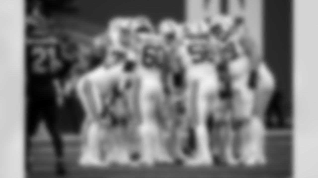 T Jalen Travis #75, C Tanor Bortolini #60, G Quenton Nelson #56 and T Bernhard Raimann #79