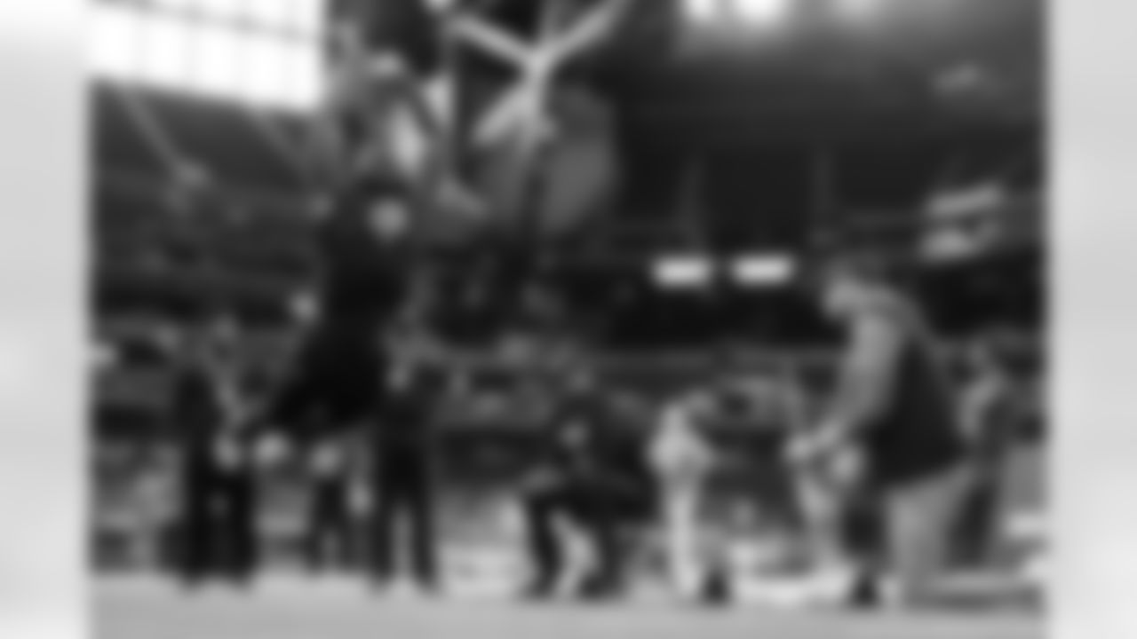 Texas A&M defensive lineman Albert Regis (26) participates in the broad jump during the 2026 NFL Scouting Combine on Thursday, February 26, 2026 in Indianapolis, Indiana. (Cooper Neill/NFL)