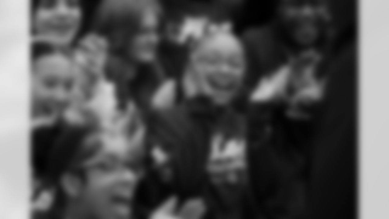 A student claps after participating in a clinic for GENYOUth during a GENYOUth clinic on Tuesday, Feb. 24, 2026, at Fall Creek Valley Middle School in Indianapolis. (Jerod Ringwald/AP Content Services for the NFL)