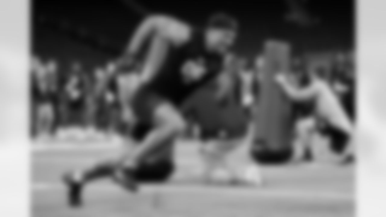 TCU linebacker Kaleb Elarms-Orr (06) participates in a drill during the 2026 NFL Scouting Combine on Thursday, February 26, 2026 in Indianapolis, Indiana. (Lauren Leigh Bacho/NFL)