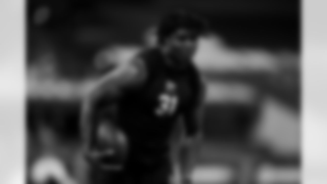 Texas Tech defensive lineman David Bailey (31) participates in a drill during the 2026 NFL Scouting Combine on Thursday, February 26, 2026 in Indianapolis, Indiana. (Cooper Neill/NFL)