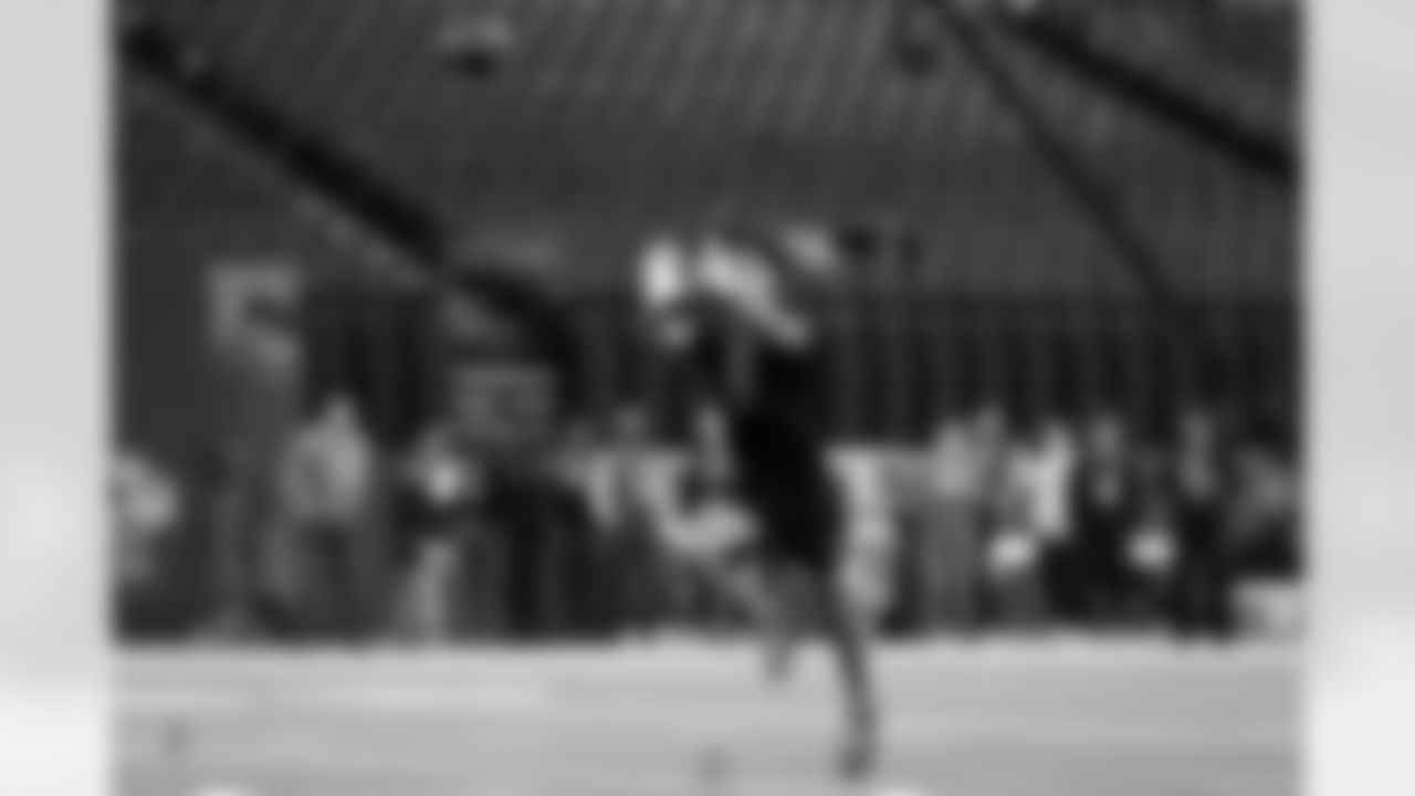 Iowa defensive back TJ Hall (12) participates in a drill during the 2026 NFL Scouting Combine on Friday, February 27, 2026 in Indianapolis, Indiana. (Lauren Leigh Bacho/NFL)