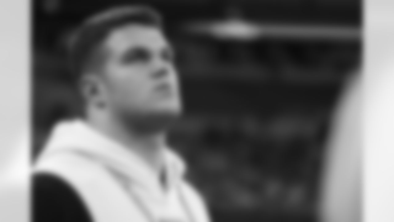 Duke offensive lineman Graham Barton looks on during the 2024 NFL Scouting Combine on Sunday, March 3, 2024 in Indianapolis, Indiana. (Kara Durrette/NFL)