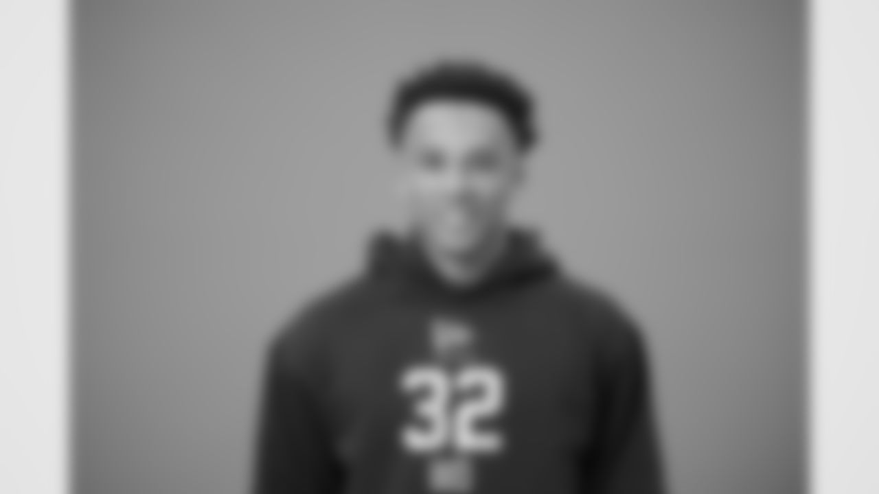 Georgia Tech wide receiver Eric Rivers (32) poses for a portrait at the NFL football scouting combine in Indianapolis, Wednesday, Feb. 25, 2026 (AJ Mast/AP Content Services for the NFL)