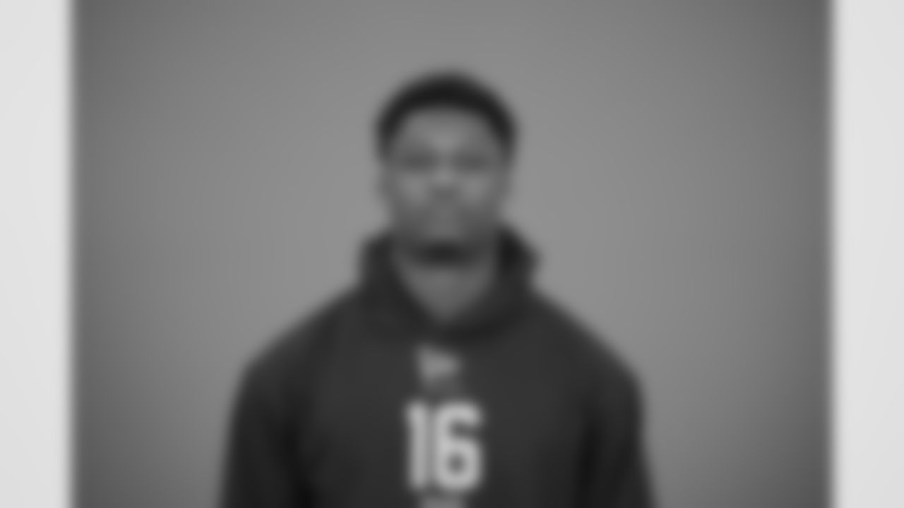 Clemson running back Adam Randall (16) poses for a portrait at the NFL football scouting combine in Indianapolis, Wednesday, Feb. 25, 2026 (AJ Mast/AP Content Services for the NFL)