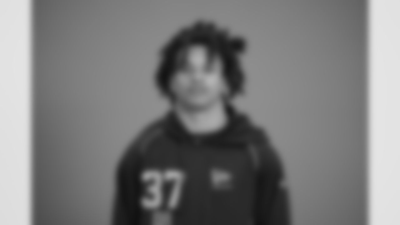 Maryland defensive back Jalen Huskey (37) poses for a portrait at the NFL football scouting combine in Indianapolis, Wednesday, Feb. 25, 2026 (AJ Mast/AP Content Services for the NFL)