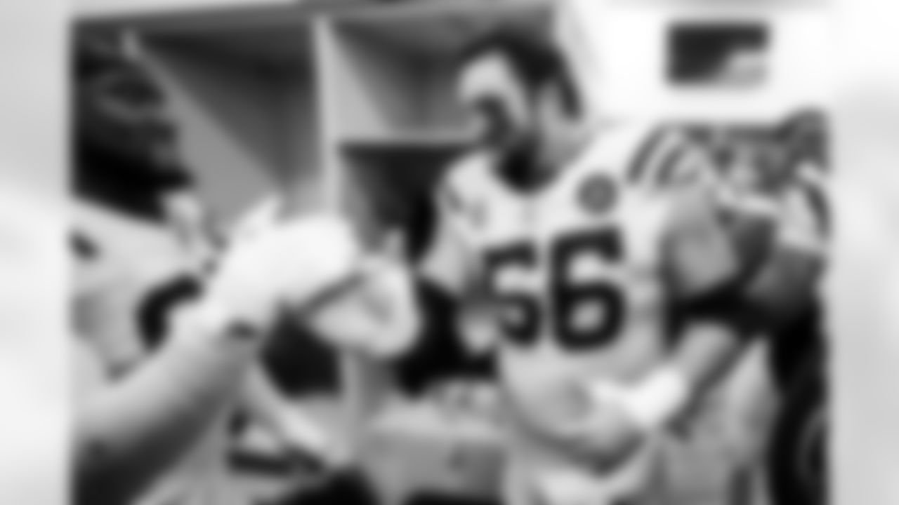 DT Adetomiwa Adebawore #95, G Quenton Nelson #56 and WR Laquon Treadwell #13