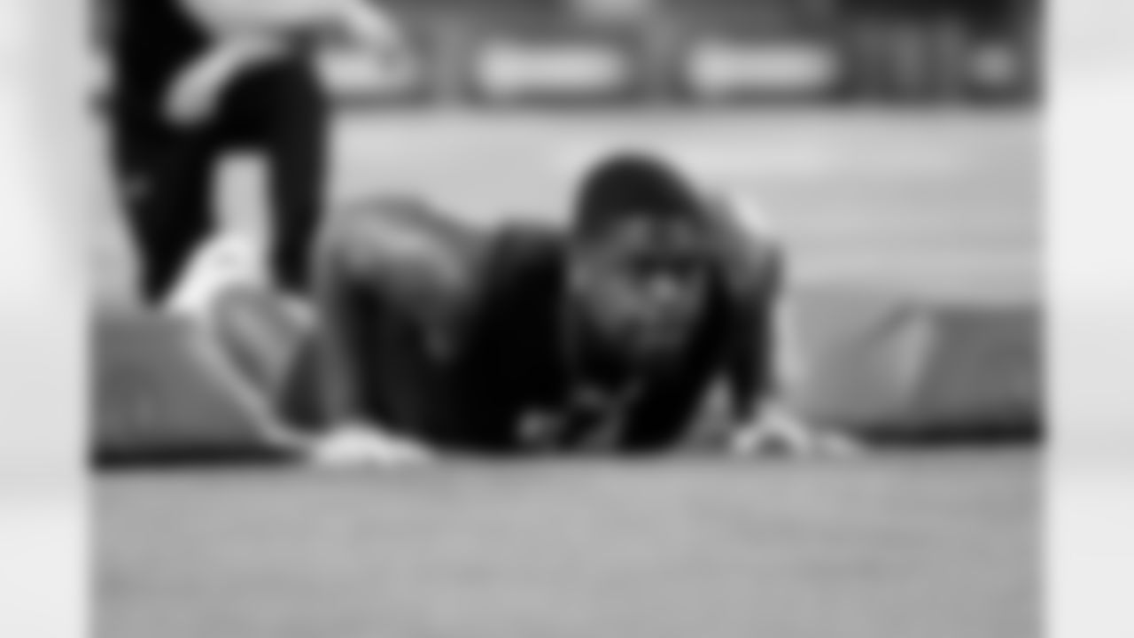 Alabama defensive lineman LT Overton (54) participates in a drill during the 2026 NFL Scouting Combine on Thursday, February 26, 2026 in Indianapolis, Indiana. (Lauren Leigh Bacho/NFL)
