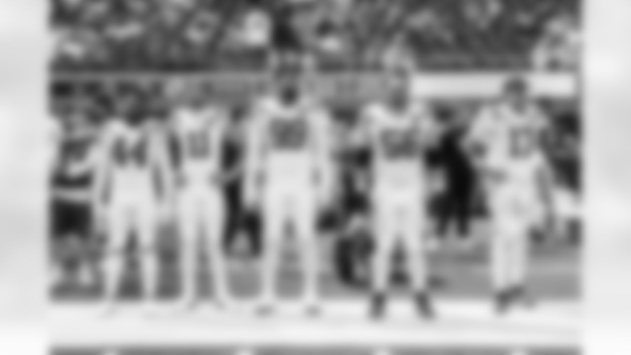 LB Zaire Franklin #44, WR Michael Pittman Jr. #11, DT DeForest Buckner #99, G Quenton Nelson #56 and QB Daniel Jones #17
