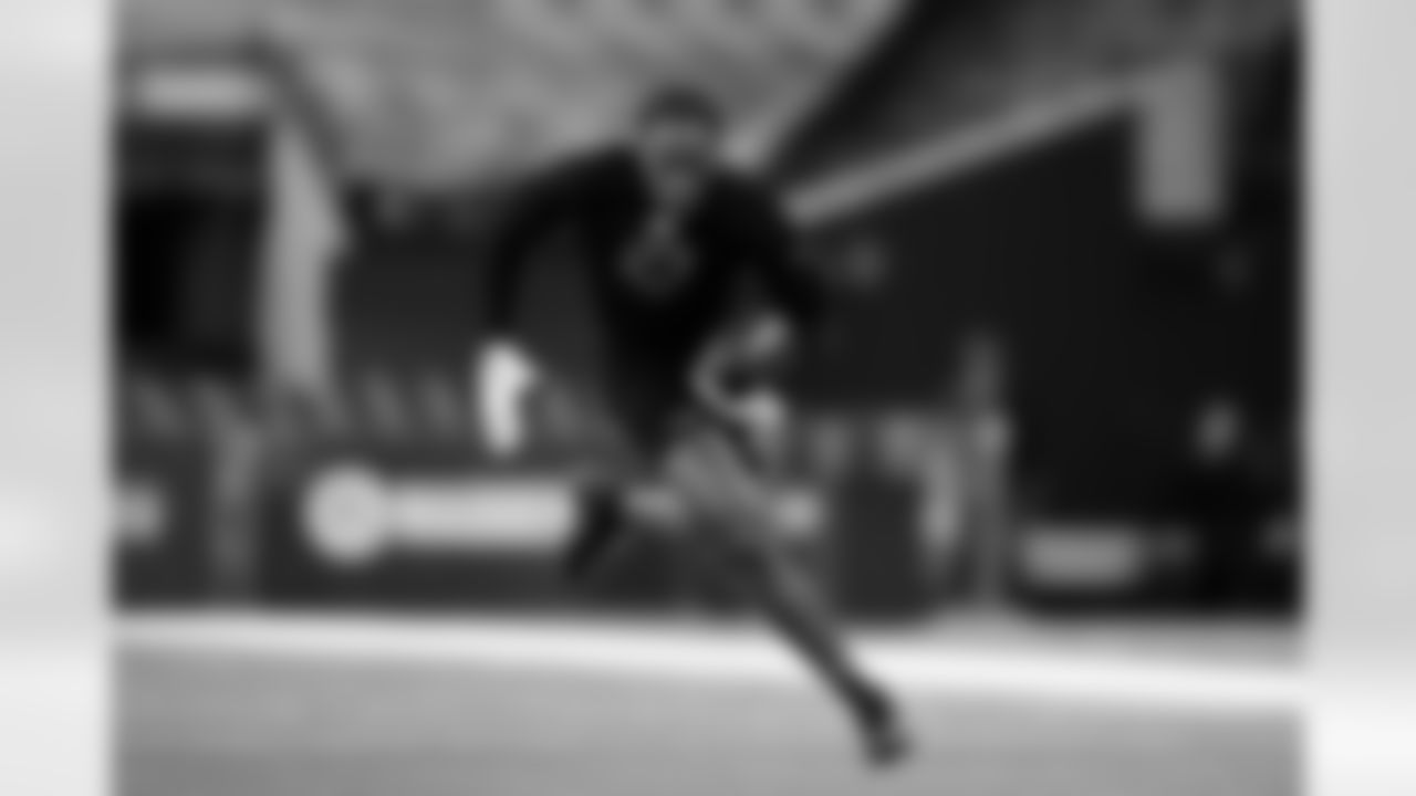 Texas defensive back Malik Muhammad (23) participates in a drill during the 2026 NFL Scouting Combine on Friday, February 27, 2026 in Indianapolis, Indiana. (Cooper Neill/NFL)