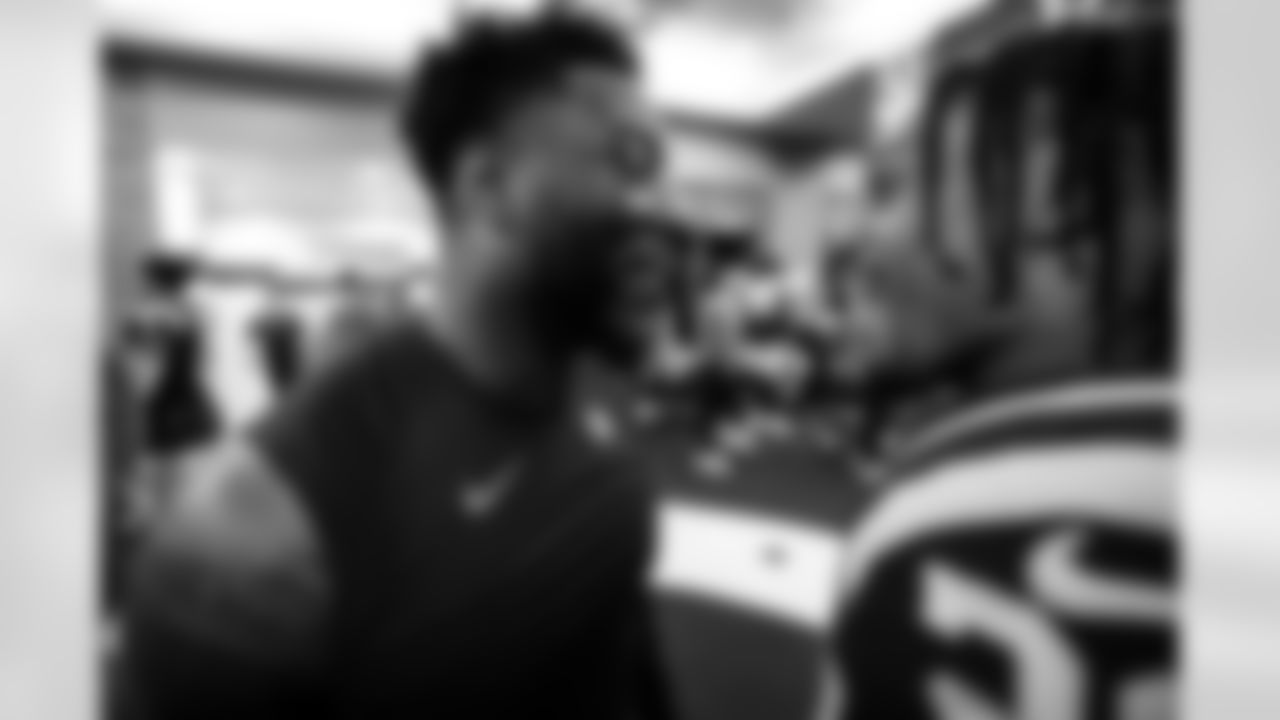 LB Zaire Franklin #44 and RB Jonathan Taylor #28