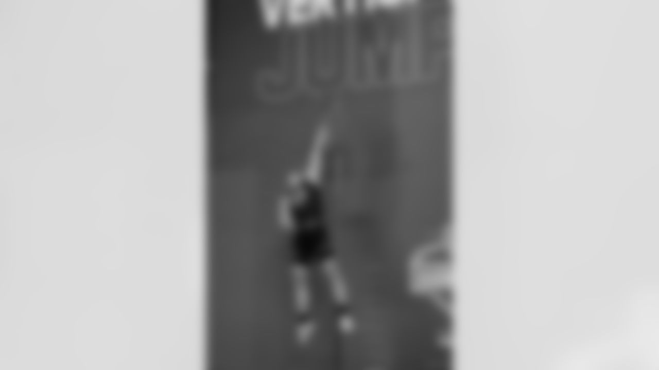 Cincinnati wide receiver Alec Pierce (24) participates in the vertical jump at the NFL football scouting combine in Indianapolis, Thursday, March 3, 2022. (AP Photo/Steve Luciano)