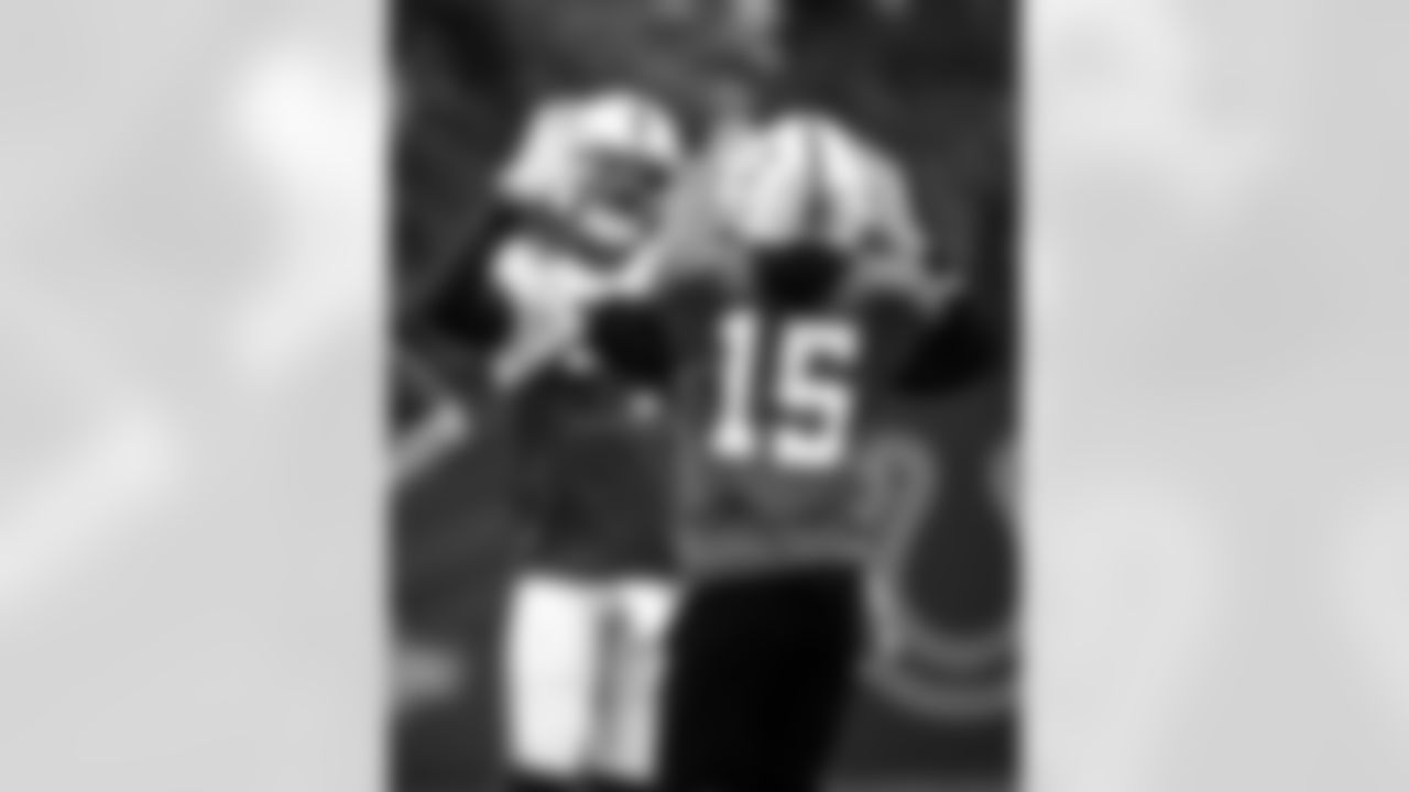 WR Michael Pittman Jr. #11 and QB Riley Leonard #15