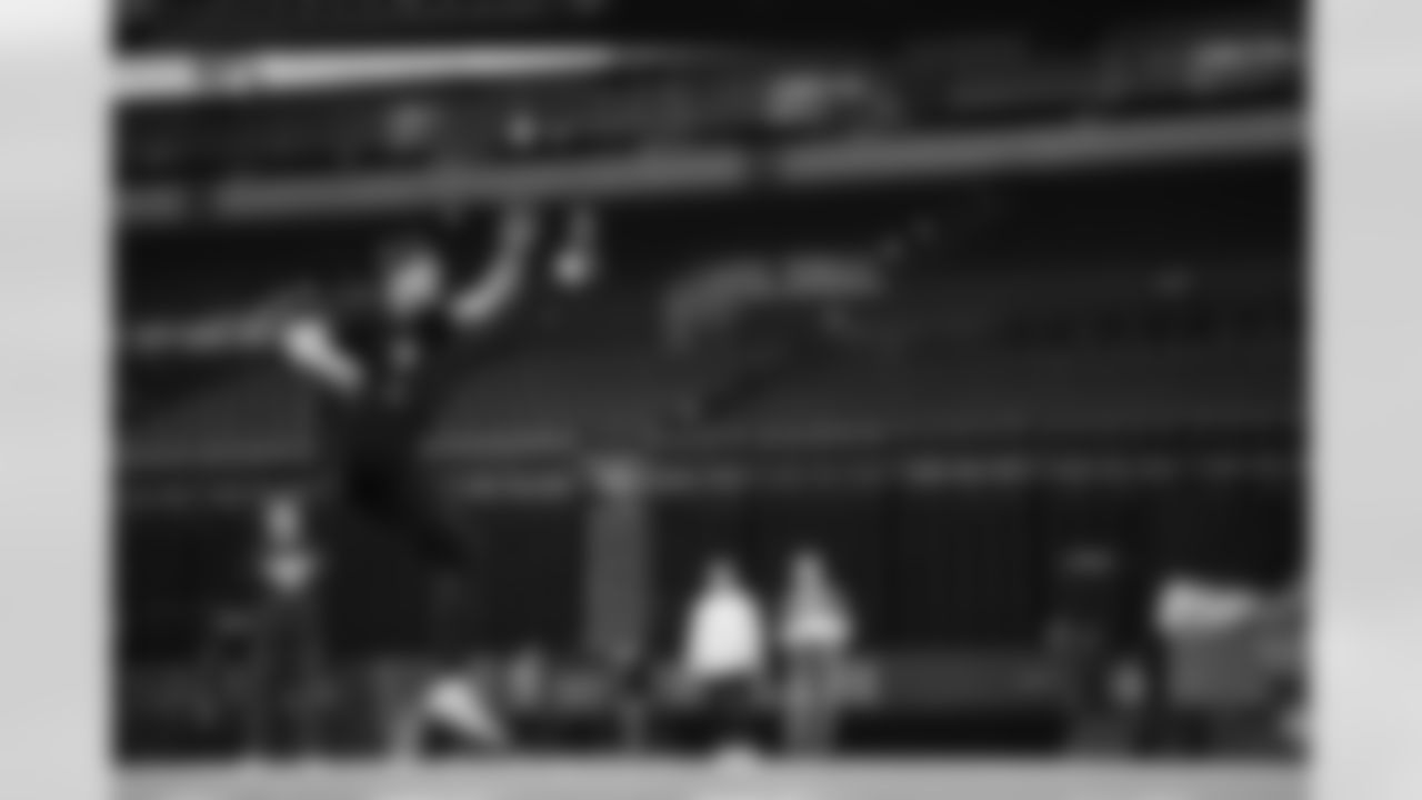 Syracuse kicker Jack Stonehouse (05) participates in a drill during the 2026 NFL Scouting Combine on Wednesday, February 25, 2026 in Indianapolis, Indiana. (Cooper Neill/NFL)