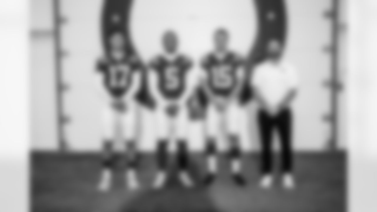 QB Daniel Jones #17, QB Anthony Richardson #5, QB Riley Leonard #15 and QuarterbacksCam Turner