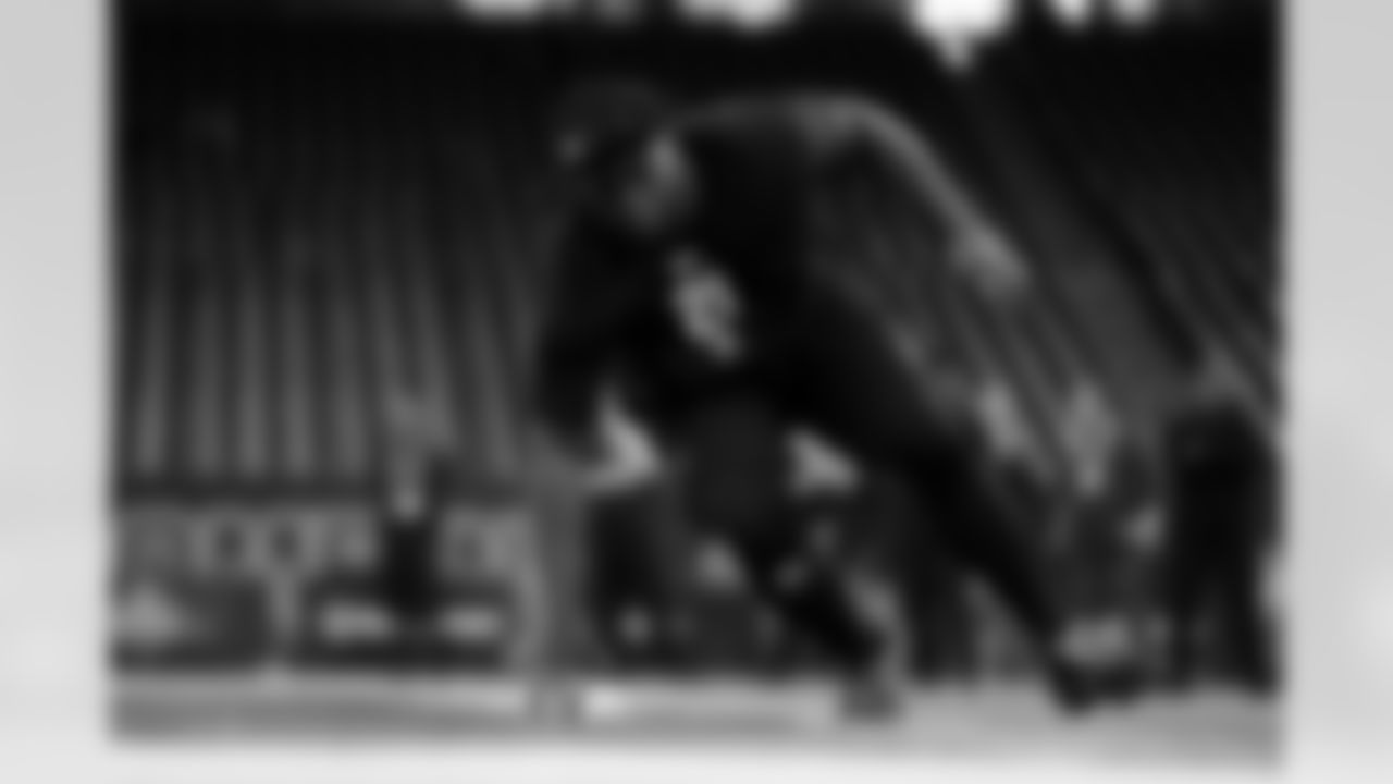 Ohio State defensive lineman Kayden McDonald (21) participates in a drill during the 2026 NFL Scouting Combine on Thursday, February 26, 2026 in Indianapolis, Indiana. (Cooper Neill/NFL)