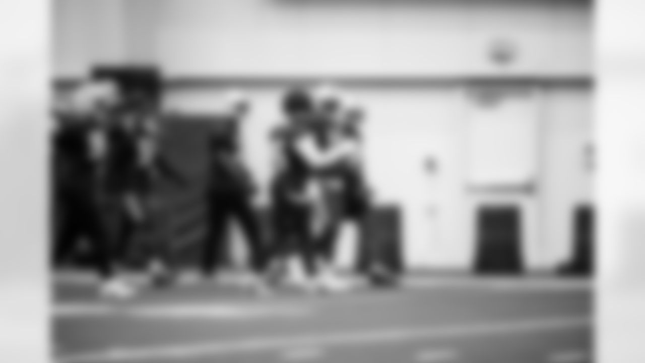 DT Adetomiwa Adebawore #95, DE Tanoh Kpassagnon #96 and DE Kwity Paye #51