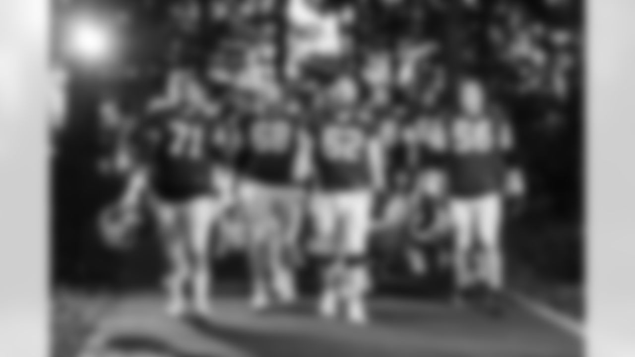 T Matt Goncalves #71, G Dalton Tucker #68, C Wesley French #62 and G Quenton Nelson #56