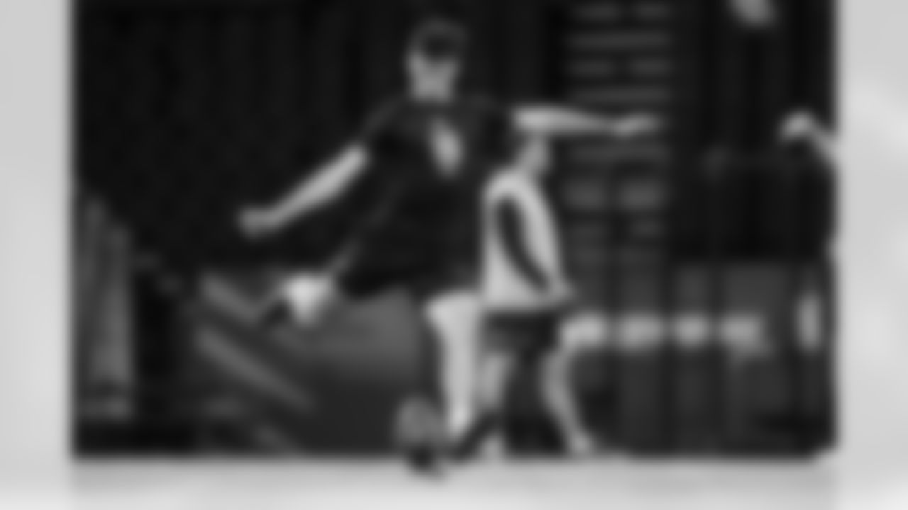 Delaware kicker Nathan Reed (18) participates in a drill during the 2026 NFL Scouting Combine on Wednesday, February 25, 2026 in Indianapolis, Indiana. (Cooper Neill/NFL)