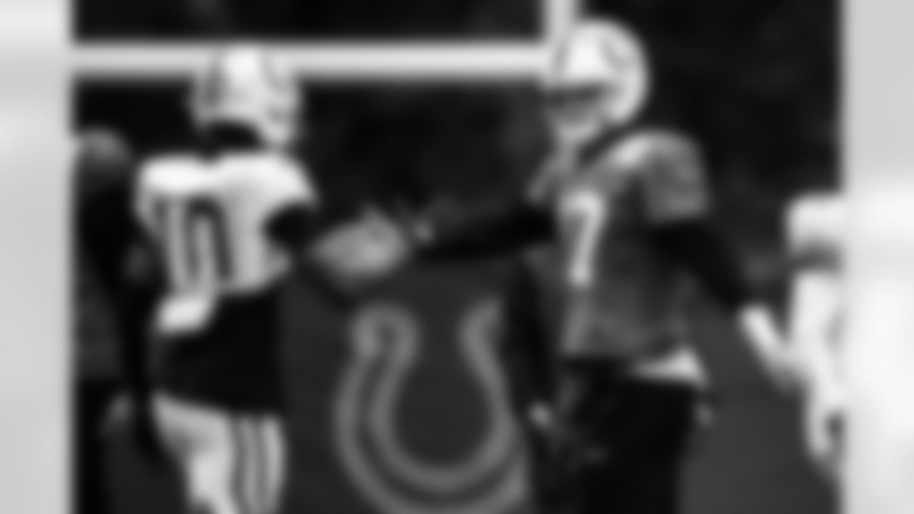 WR Adonai Mitchell #10 and QB Daniel Jones #17