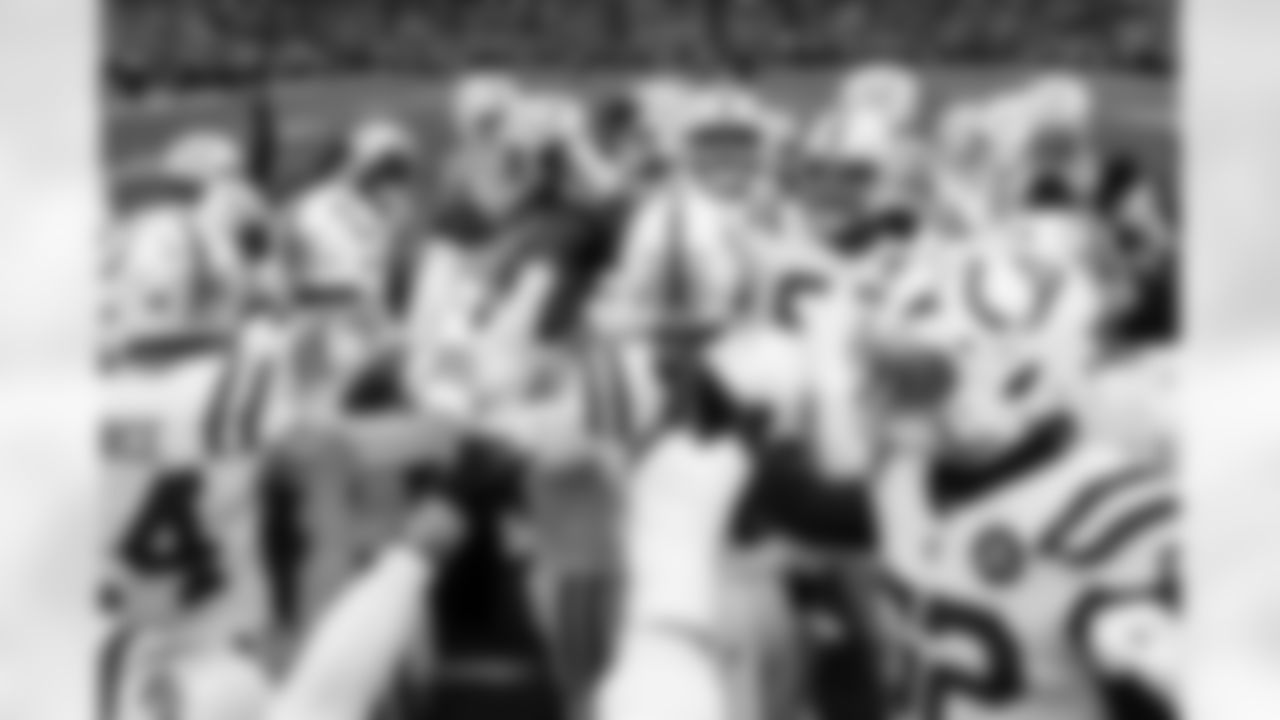 LB Zaire Franklin #44, G Matt Goncalves #71 and DT Grover Stewart #90