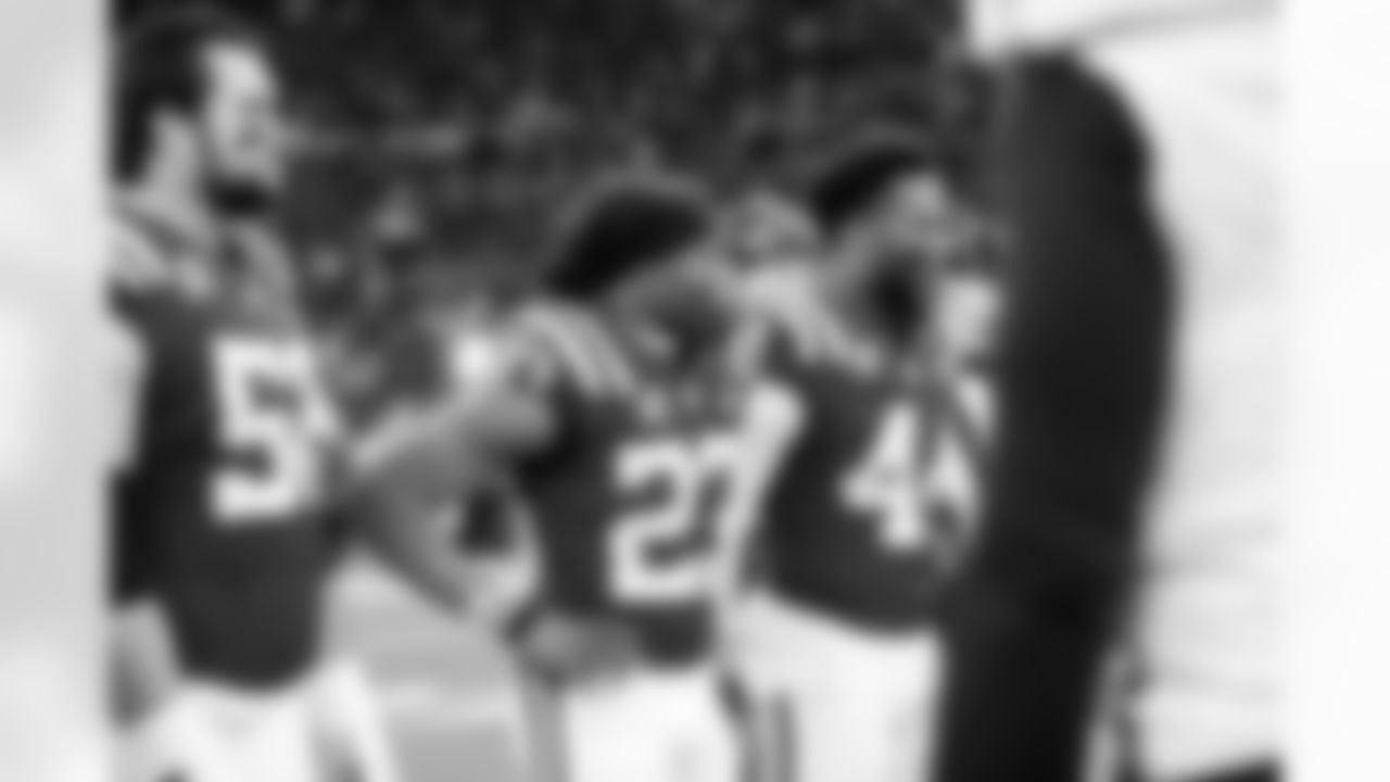 G Quenton Nelson #56, CB Kenny Moore II #23 and LB Zaire Franklin #44