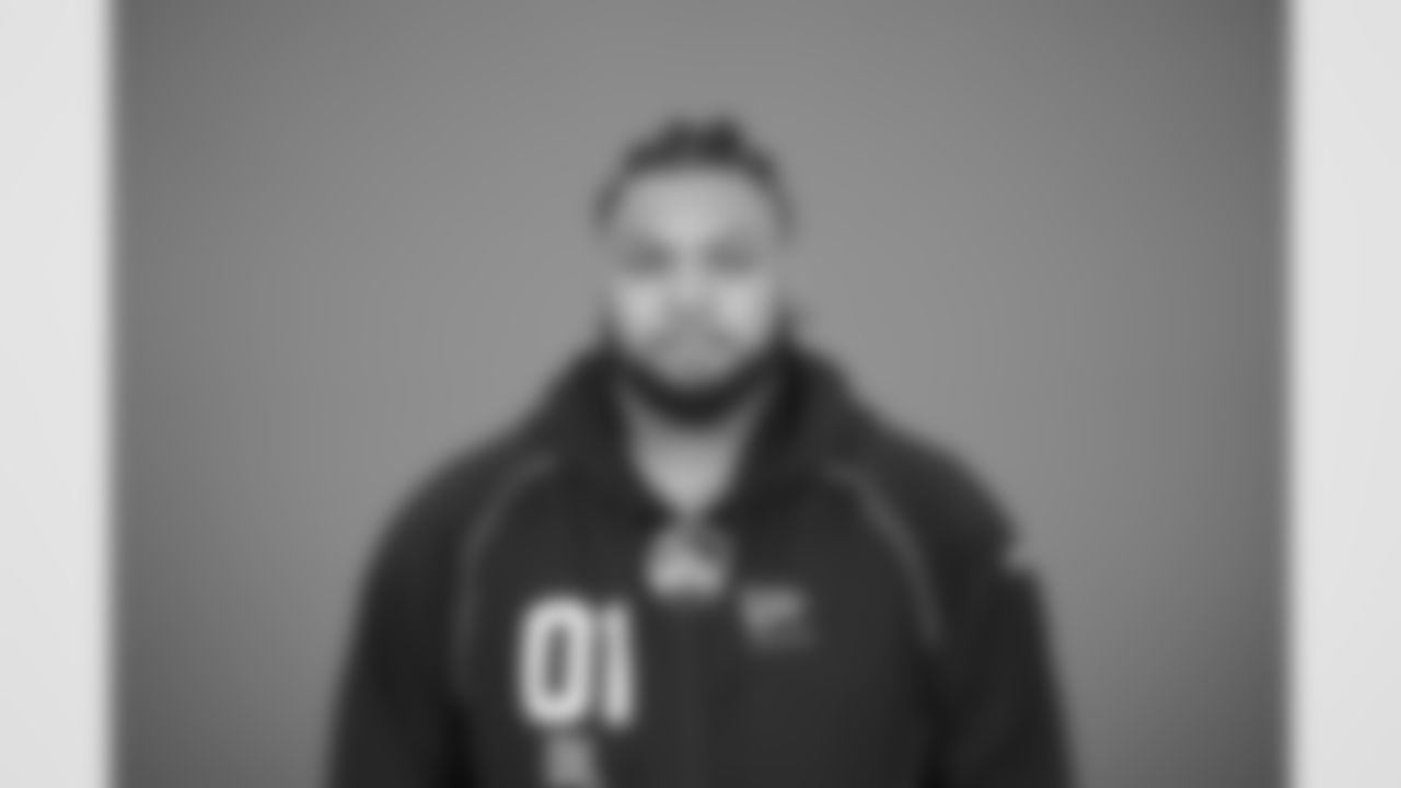 Arkansas defensive lineman Cameron Ball (01) poses for a portrait at the NFL football scouting combine in Indianapolis, Tuesday, Feb. 24, 2026 (AJ Mast/AP Content Services for the NFL)