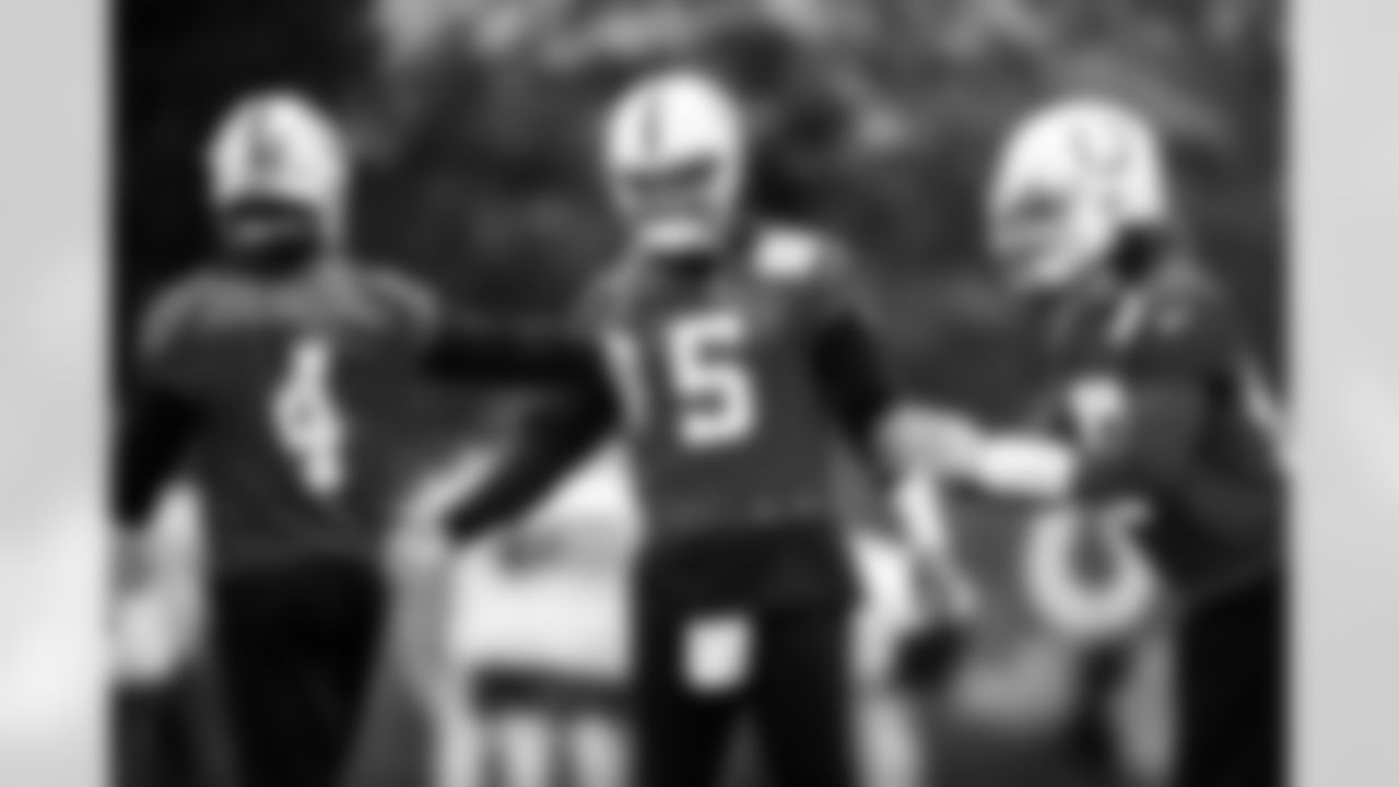 QB Anthony Richardson #5, QB Sam Ehlinger #4 and QB/WR Jason Bean #12